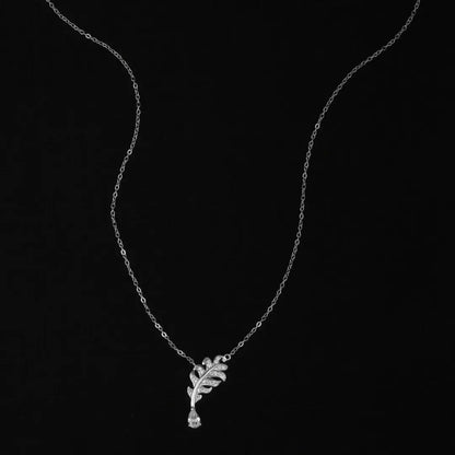 Sliver Leaf Shaped Necklace